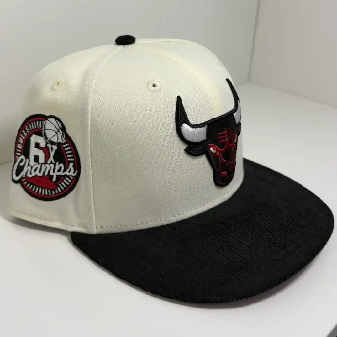 Chicago Bulls 6X Champs cap side view with championship patch